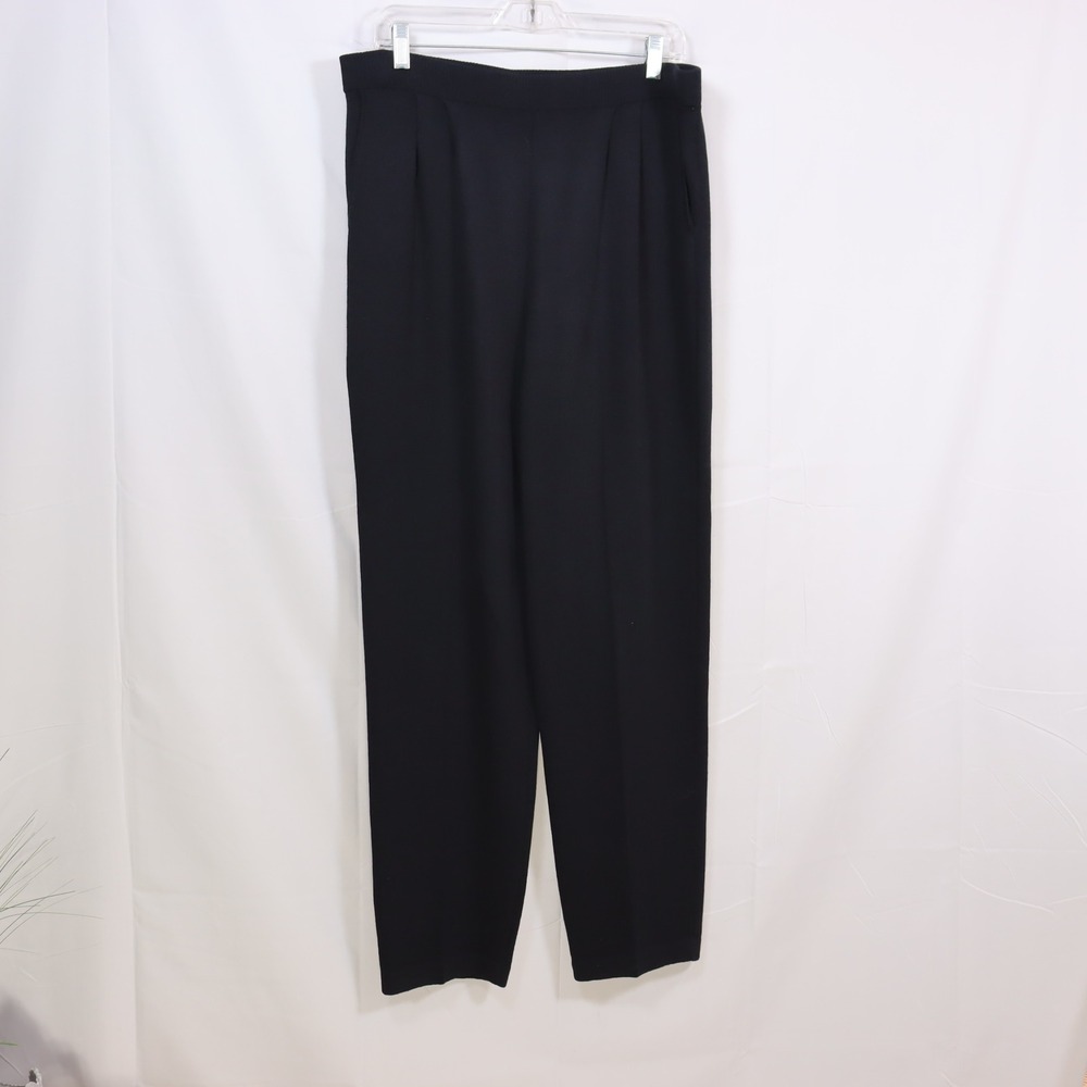 St. John Collection Marie Womens 14 Black Knit Pleated Wool Blend Pants
